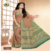 Monalisa Brown Printed Cotton Saree