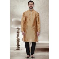 Designer Men Golden Kurta Chudihar Set