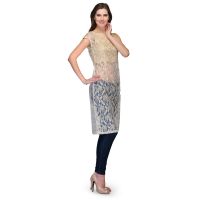Raas prêt Sheer Floral-Design Gold/ White Contemporary Tunic 