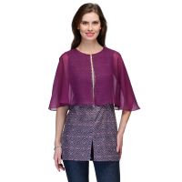 Raas Prêt Stylish Purple Cotton Sheer Casual Top