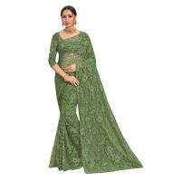Aasma Olive Knitted Women Saree