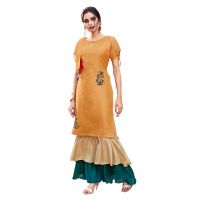 Mustard Pure Muslin Indo Western Dress.