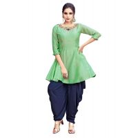 Green Pure Silk Indo Western Dress