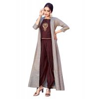 Dark Brown Muslin Indo Western Dress