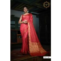 Antrang Silk Zari Women Red Saree