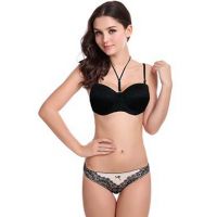 Hushh Black Floral Embroidered Underwired Padded Bra