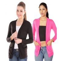 Pack Of Pink & Black Softwear Plain Shrug  