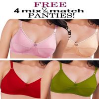 Set 4 Full Coverage Plus Size Bra Free Panties