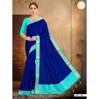 Banarasi Satin Silk Teal Blue Women Woven Saree