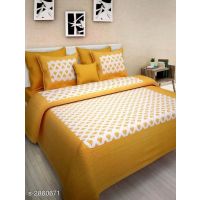 Riya Supreme Cotton Yellow Printed Double Bedsheets