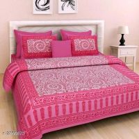 Riya Supreme Pink Cotton Printed Double Bedsheets