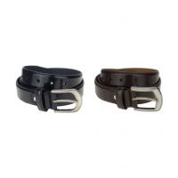 Black and Brown Leather Formal Belt for Men - Pack of 2