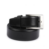 Black Leather Single Formal Belt For Men