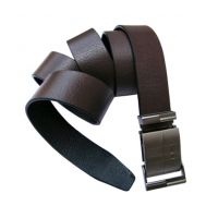 Brown and black Reversible Leather Belt with auto lock buckle