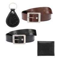 Combo of Black and Brown 2 Leather Belts for Men, Wallet and Key Chain