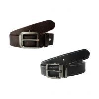 Black & Brown Leather Belt For Men Pack Of 2