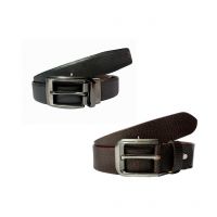 Black & Brown Leather Belt For Men Pack Of 2