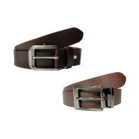 Black & Brown Leather Belt For Men Pack Of 2