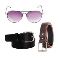 Seasons Brown and Black Belt for Men with Sunglasses