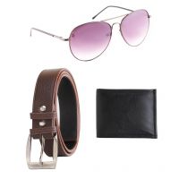 Brown Leather Belt For With Wallet & Sunglasses