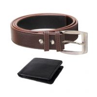 Brown Leather Belt With Wallet For Men-Pack of 2