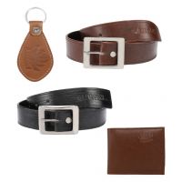 Combo of Black and Brown 2 Leather Belts for Men, Wallet and Key Chain