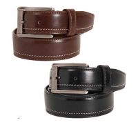  Black-Brown Contrast Stitched Belts Combo