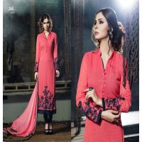 Mizzoli Red Georgette Straight  Suit 