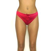 Hot Red Lace Front Bow Thong Panty