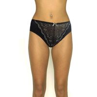 Lavish Black Floral Lace Front Bow Panty
