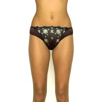 See Through Brown Floral Embroidery Panty