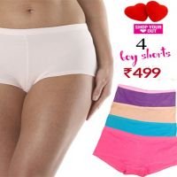 Combo Pk Of 4 Cotton Boyshort Panties