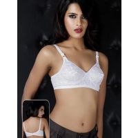 Awesome White Chicken Work Cotton Plus Size 38,40 Bra Pack Of 3