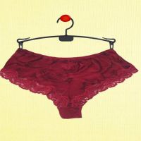 Sexy Maroon Lace Trim Hipster Panty