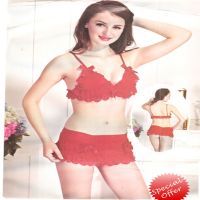 Seasons Hot Red Frilly Lacy Lingerie Set