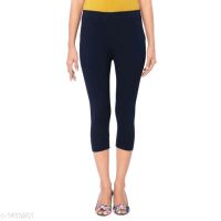 Diva Stylish Blue Cotton Lycra Capris