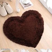 Brown Heart Shaped Polyester Carpets 