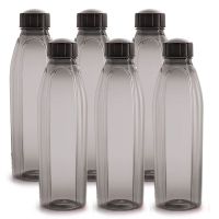 Cello Crystal PET Bottle Set 1 Litre Set of 6 Black