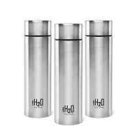 Cello H2O Stainless Steel Water Bottle Set 1 Litre Set of 3 Silver