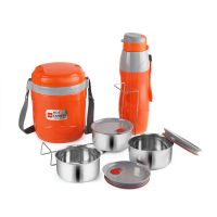 Cello Lunch Express Insulated Tiffin and Water Bottle Orange