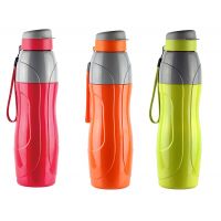 Cello Puro Plastic Sports Insulated Water Bottle 600 ml Set of 3 Assorted (Multicolour