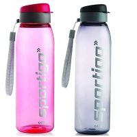 Cello Sportigo Plastic Bottle Set 1 Liter Set of 2 BlackPink