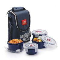 Cello Max Fresh Click Polypropylene Lunch Box Set 300ml 4-Pieces Blue