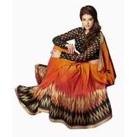 Club Art Decor Designer Orange Saree With Pure Natural Fabrics 