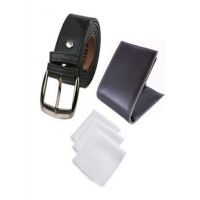 Wallet,Belt & 3 HandKerchief Combo