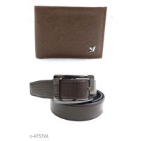 Men Solid Artifical Leather Wallets & Belts