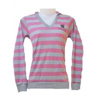 Coral Grey Striped Hoody Sweatshirt with Side Pockets