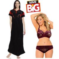 Cozy Full Length Nightgown & Seduction Lingerie Combo Pack