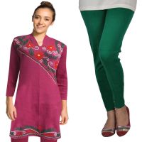 Classic Rani Floral Thread Work Woolen Kurti Free Warm Legging 