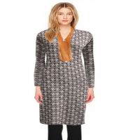 Brown Printed Front Button Woolen Kurti Free Warm Legging